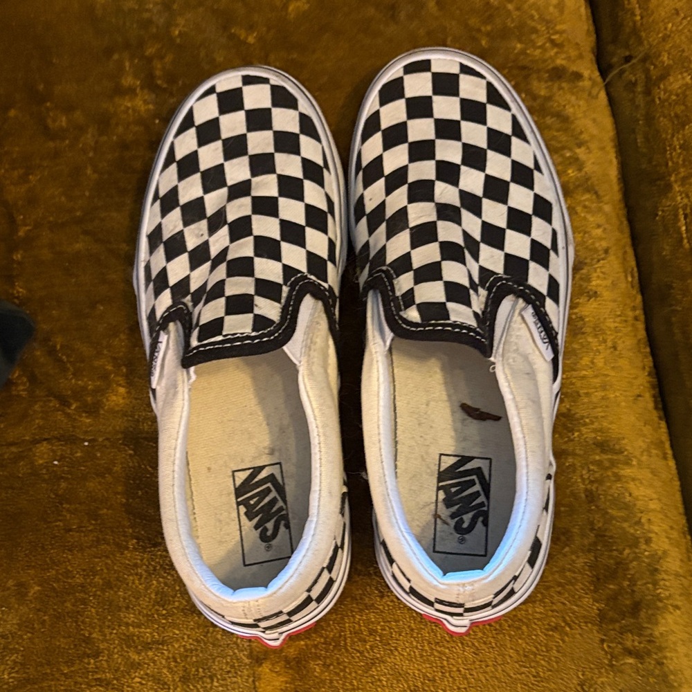 Vans Kids Checkerboard Slip-On Sneakers - Black & White size 2